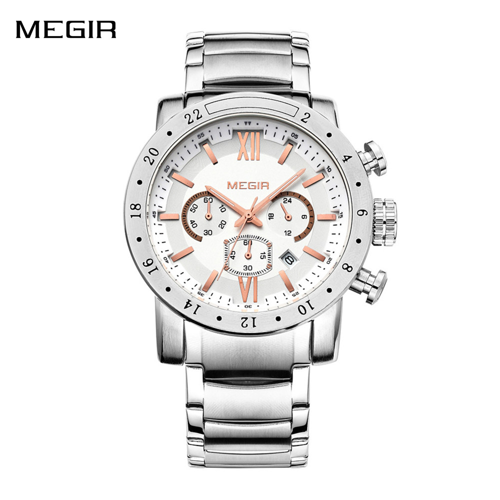 Smartwatch Casual Watches For Men - MEGIR 스테인레스 스틸 캐주얼 시계 남성용