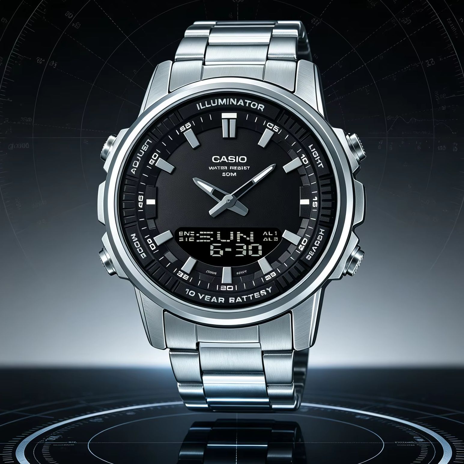 Casio Watches Smartwatch - 카시오 AMW-880D | 스테인리스 스틸 남성용
