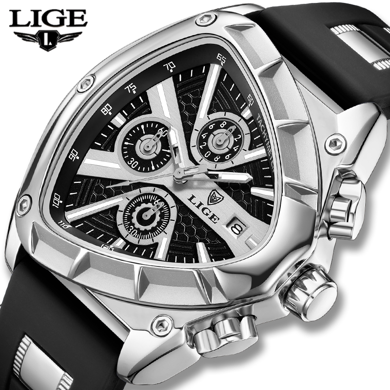 Smartwatch Army Watches For Men - LIGE 패션 남성 시계 삼각형 크로노그래프