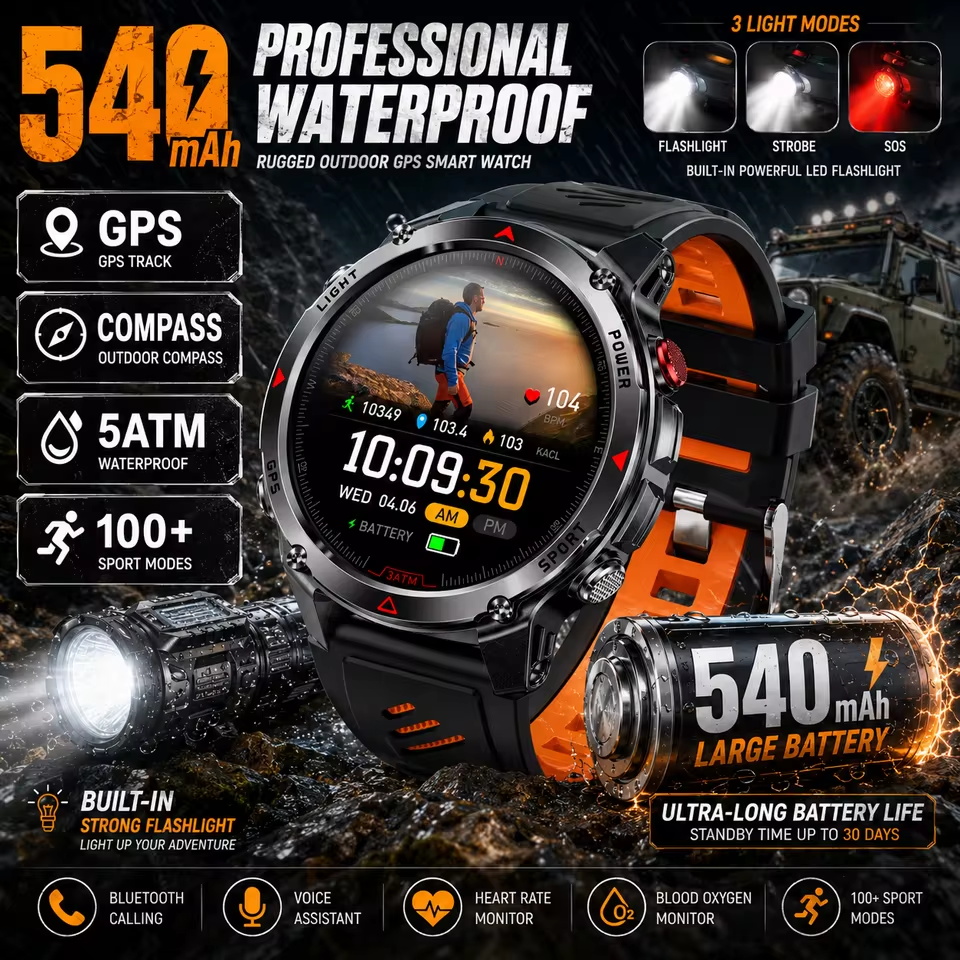 Smartwatch Watches For Men With Gps - 군용 540mAh GPS 스마트 시계 3ATM