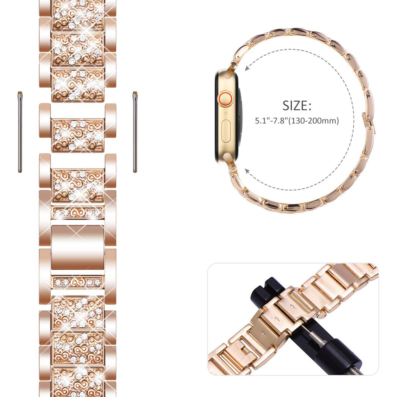 Apple Watch 밴드용 케이스 + 블링 스트랩 4 - Smartwatch Luxury Watches For Women 리뷰 및 가격