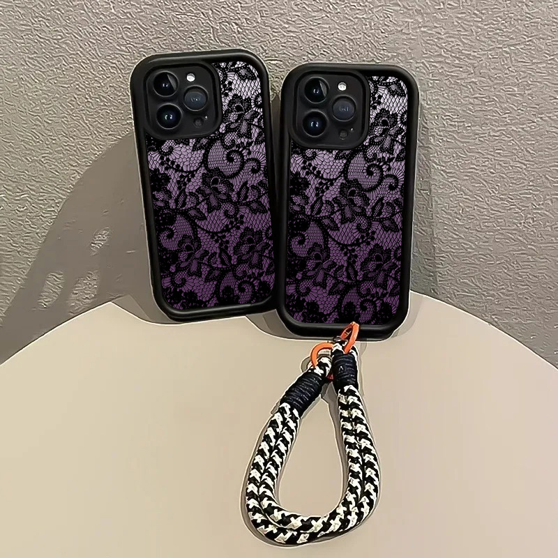 블랙 퍼플 레이스 핸드 스트랩 폰 케이스 삼성 갤럭시  - Samsung Galaxy Strap 리뷰 및 가격