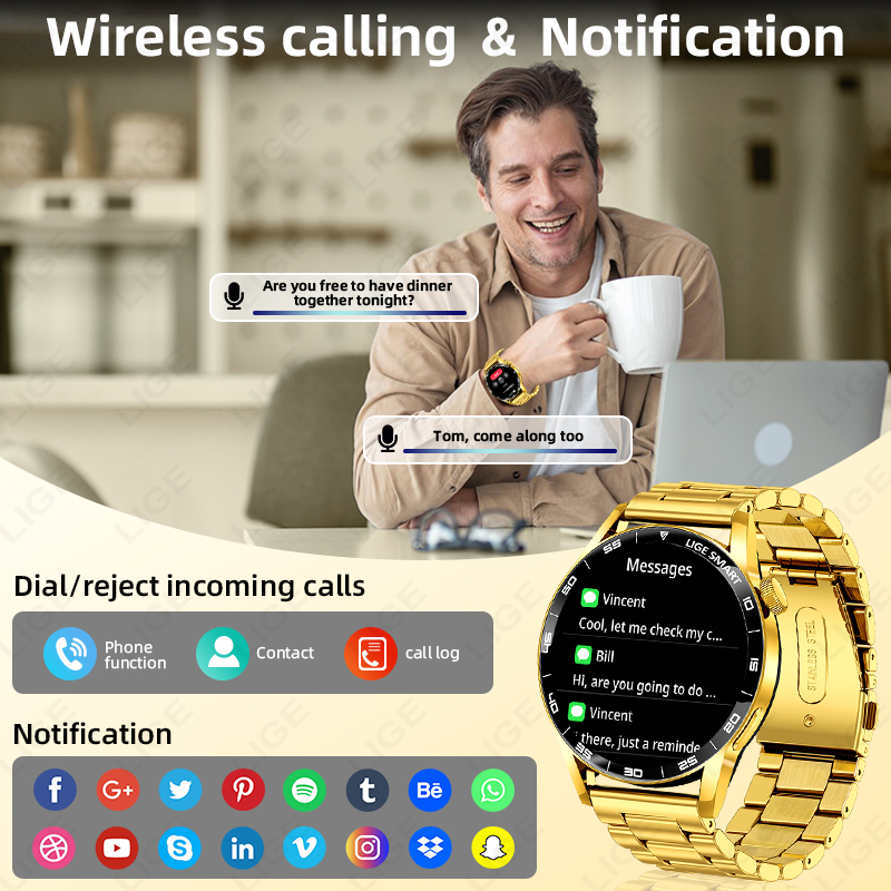 LIGE 럭셔리 스마트 워치 남성 여성용 BT 통화 남 - Smartwatch Luxury Watches For Women 리뷰 및 가격