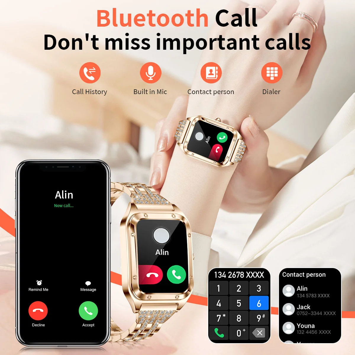 여성용 블루투스 통화 혈압 심박수 수면 건강 모니터 스 - Smartwatch Luxury Watches For Women 리뷰 및 가격