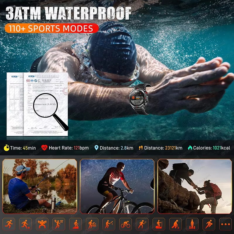 군용 540mAh GPS 스마트 시계 3ATM 방수 A - Smartwatch Watches For Men With Gps 리뷰 및 가격