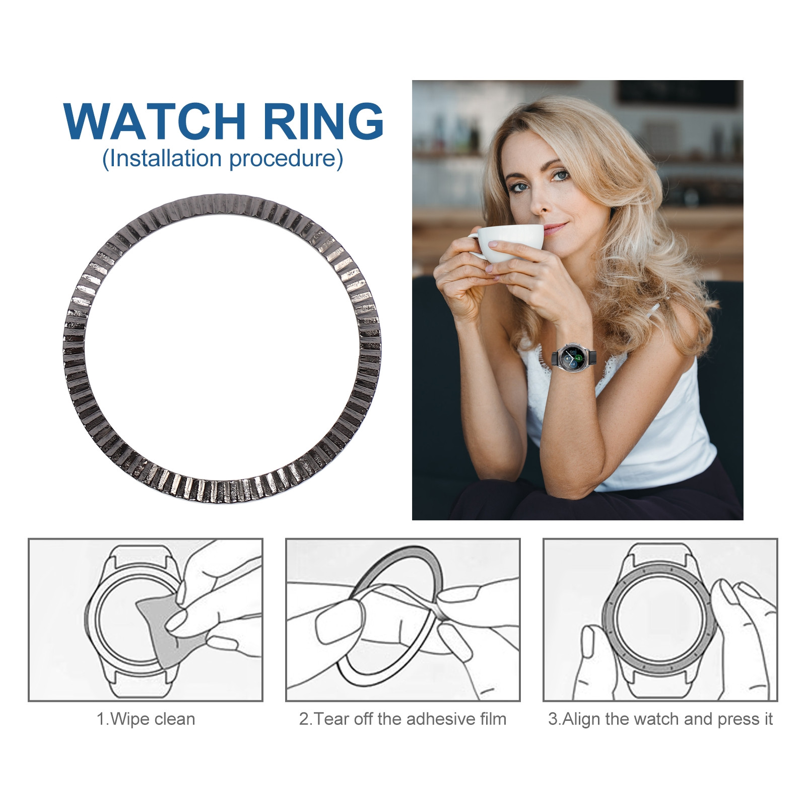 1개입 웨이브 디자인 합금 시계 베젤 링, 스마트 워치 - Kids Watches Not Smartwatch 리뷰 및 가격