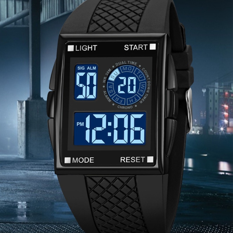 디지털 스포츠 시계 방수 스톱워치 PU 가죽 스트랩 L - Leather Watch Strap 리뷰 및 가격